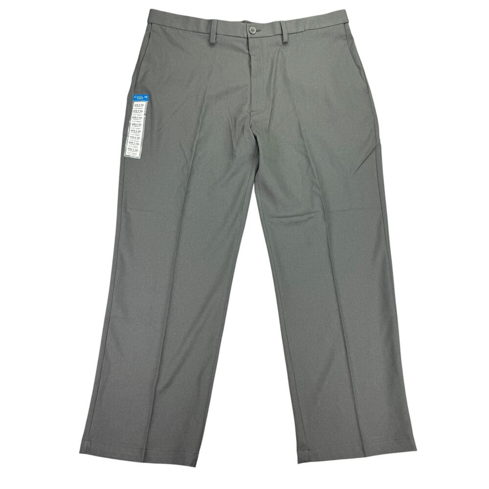 Haggar Mens Cool 18 Pro Classic Fit Flat Front Stretch Dress Pants Gray 40x30